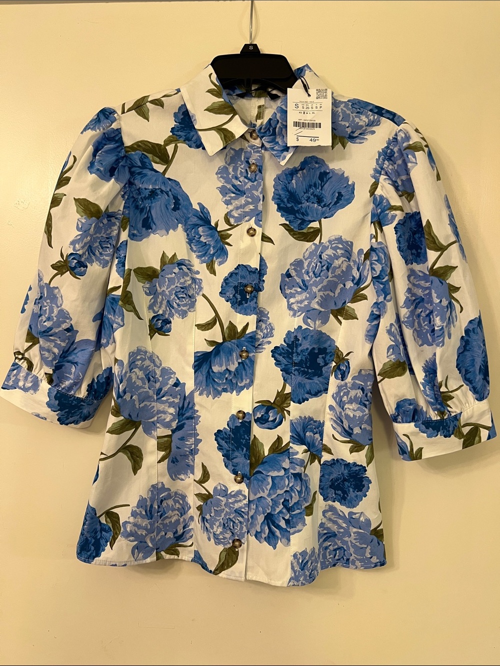 Zara Blue Floral Button-Front Women’s Top